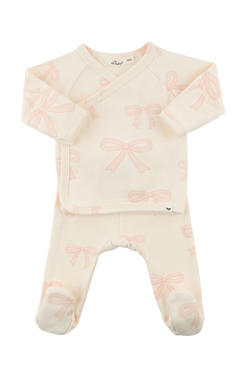 oh baby! Big Bows Pink Wrap Top Set, Main, color,