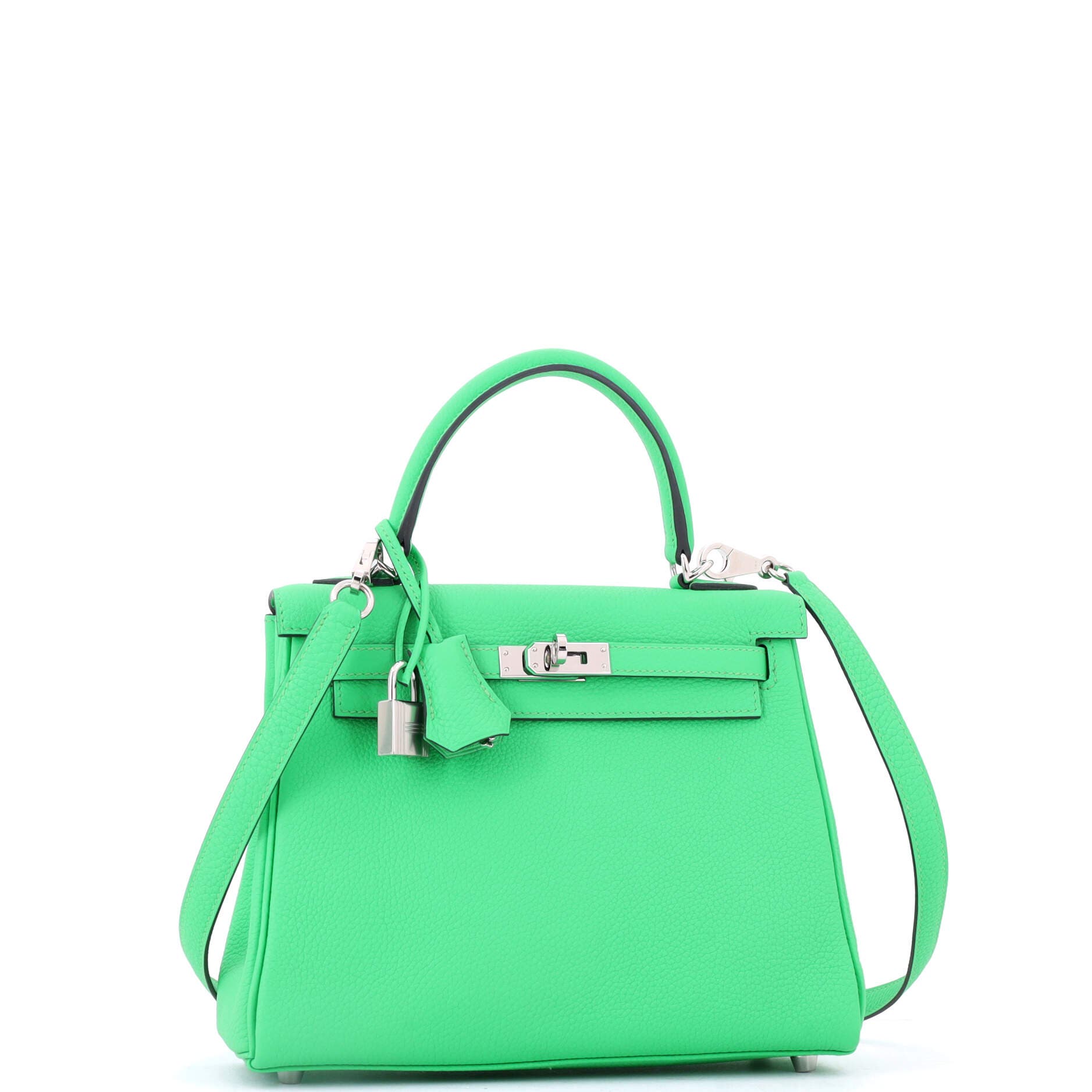 Pre-Owned Hermes Kelly Handbag Green Togo with Palladium Hardware 25, Alternate, color, Vert Comics