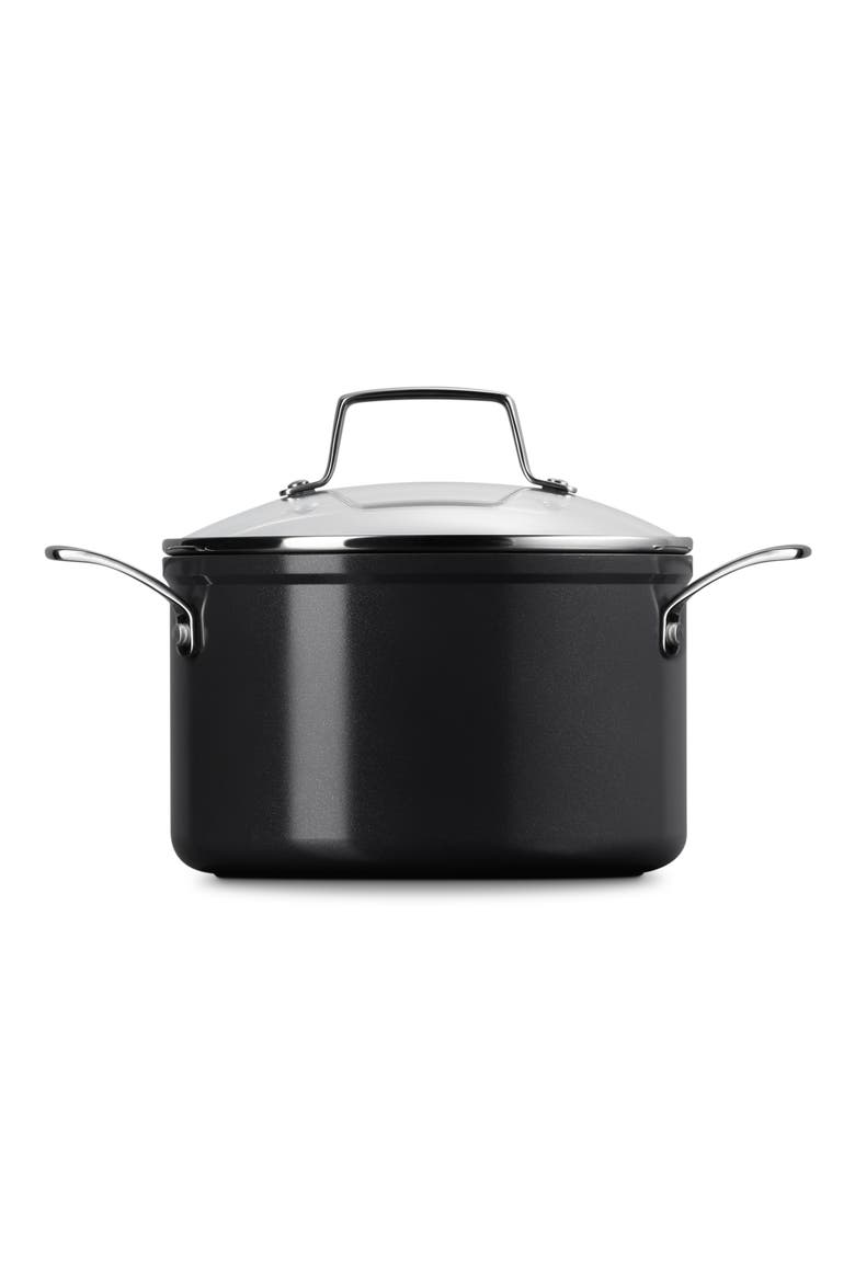 Essential Nonstick Ceramic Stockpot with Glass Lid, Alternate, color, BLACK