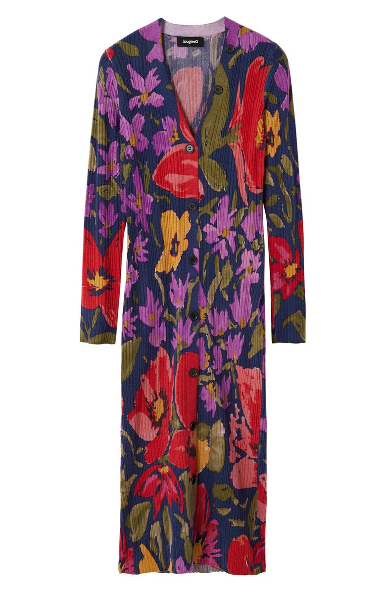 Desigual Delaware Floral Print Long Sleeve Knit Dress, Alternate, color, 