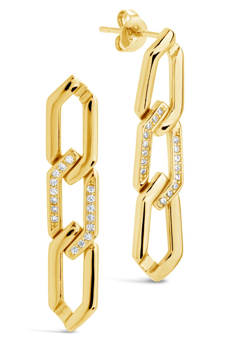 Kinslee CZ Linear Drop Earrings, Main, color, GOLD