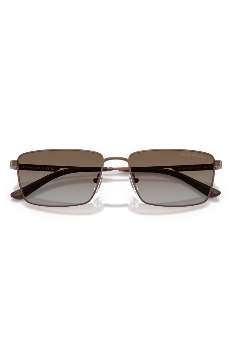Emporio Armani 57mm Rectangular Sunglasses, Alternate, color, Matte Bronze / Grey Brown