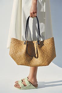 A large woven tote bag.  