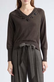 Simone Rocha Embellished V-Neck Sweater