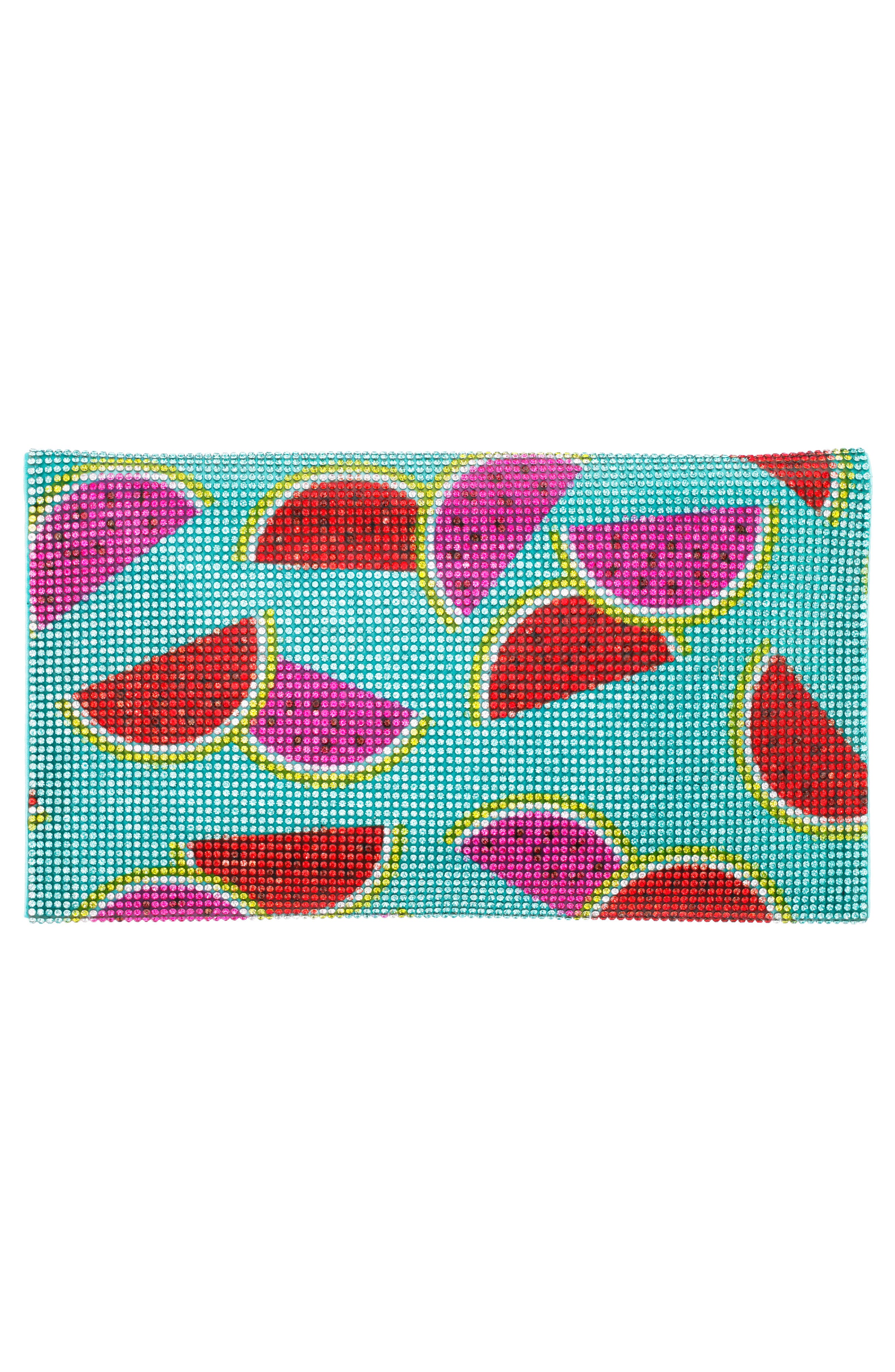 Nina Watermelon Print Crystal Envelope Clutch, Alternate, color, 