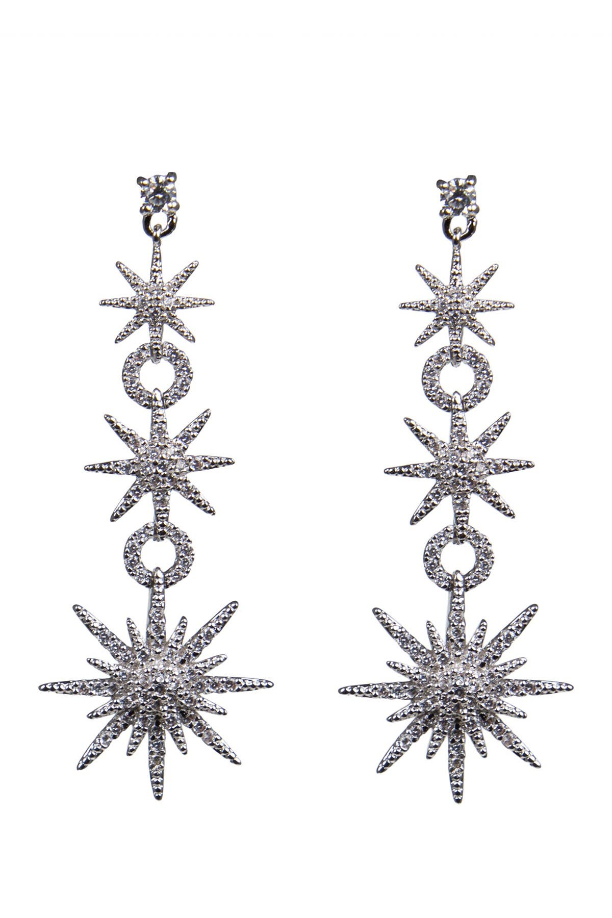 CZ by Kenneth Jay Lane Pave CZ Celestial Star Drop Earrings