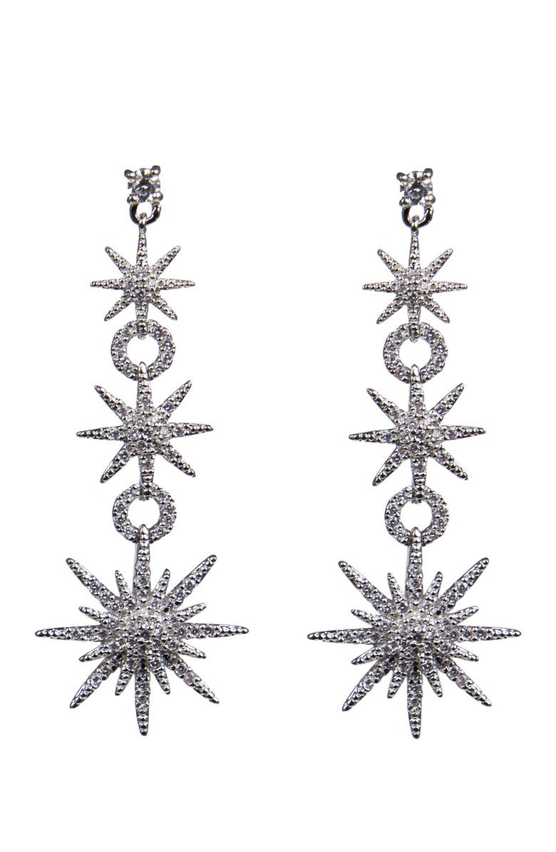 CZ by Kenneth Jay Lane Pave CZ Celestial Star Drop Earrings, Main, color, 