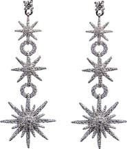 CZ by Kenneth Jay Lane Pave CZ Celestial Star Drop Earrings