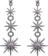 CZ by Kenneth Jay Lane Pave CZ Celestial Star Drop Earrings