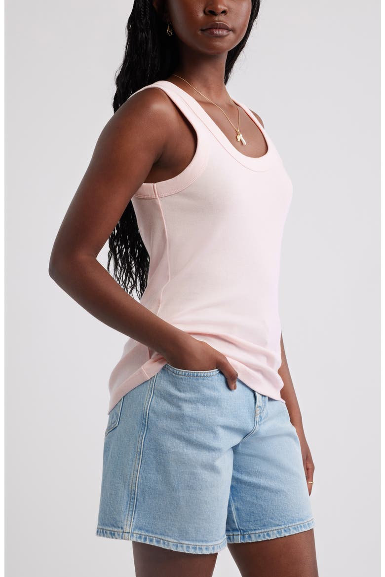 Scoop Neck Rib Cotton Tank, Alternate, color, PINK ROSEWATER