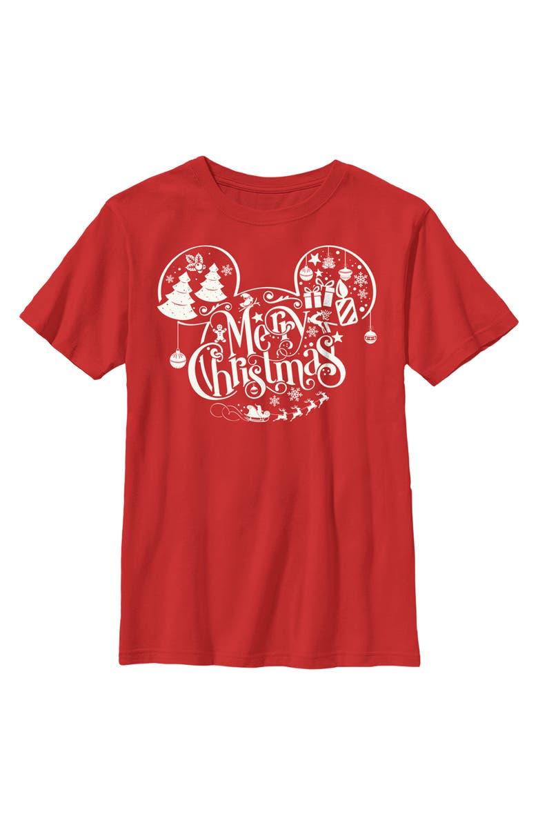 Mickey & Friends Boy's Mickey & Friends Mickey and Friends Mousey Christmas  Graphic T-Shirt, Main, color, Red
