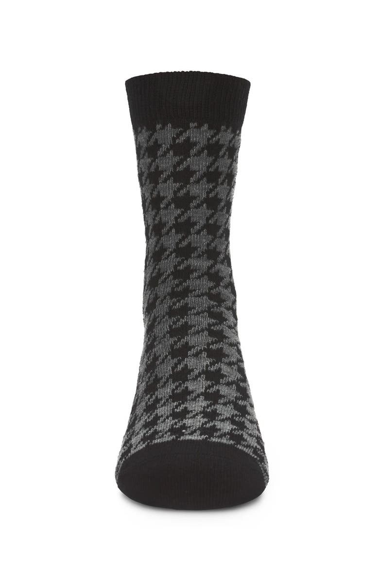 MeMoi Houndstooth Crew Sock, Alternate, color, Black