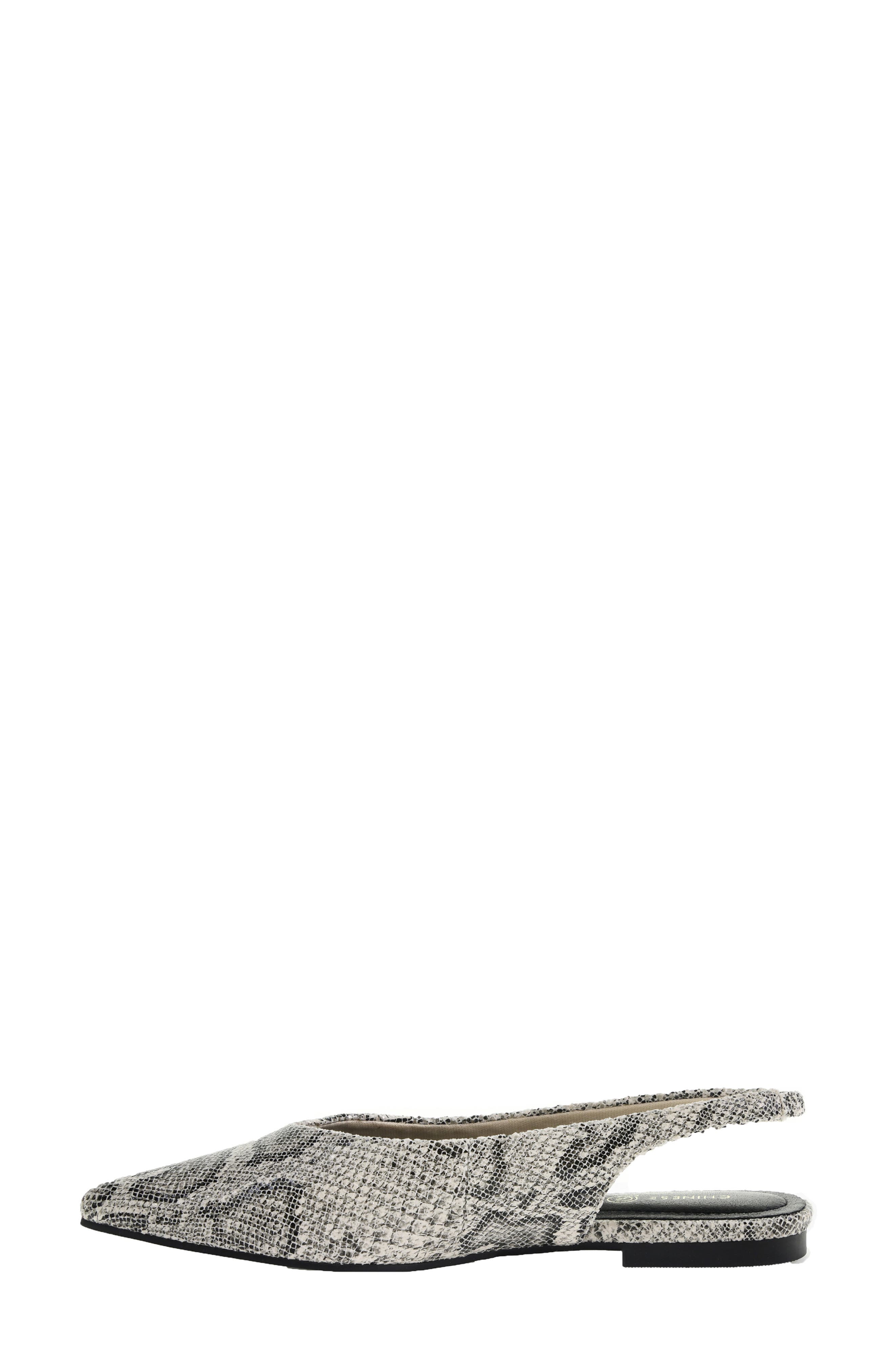 Hadiya Pointed Toe Slingback Flat, Alternate, color, CREAM SNAKE EMBOSSED