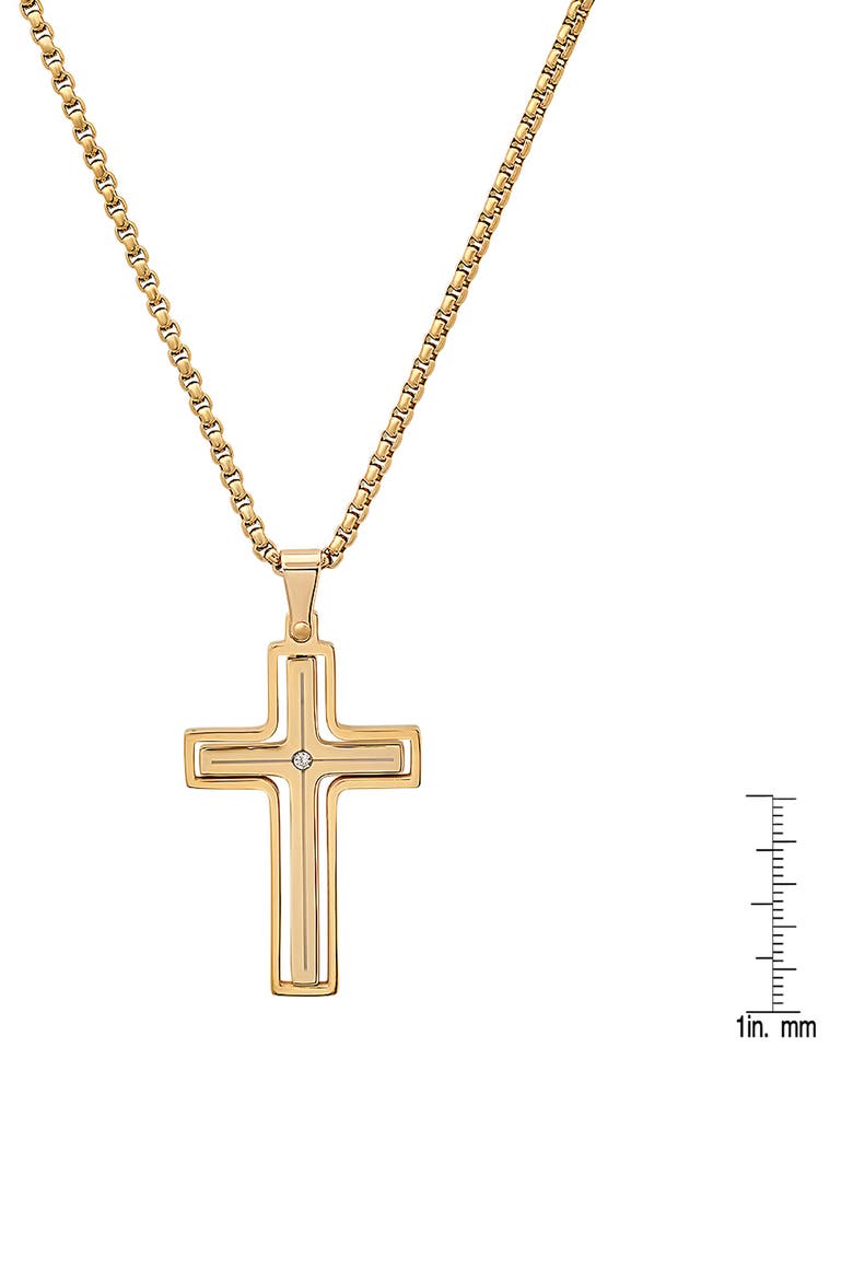 Men's Stainless Steel Crystal Cross Pendant Necklace, Alternate, color, GOLD