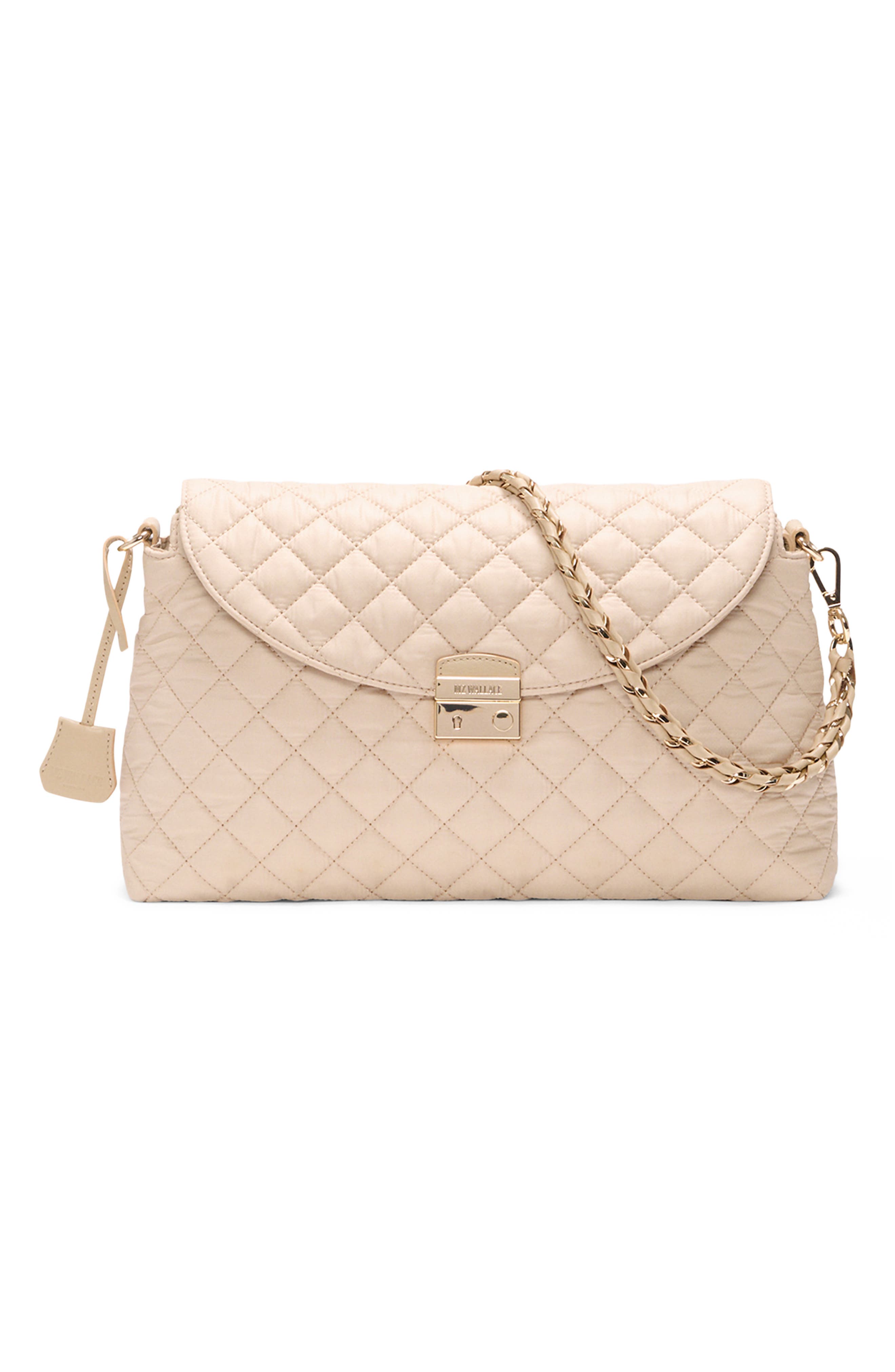 Crosby Lock Quilted Nylon Shoulder Bag, Main, color, BUFF