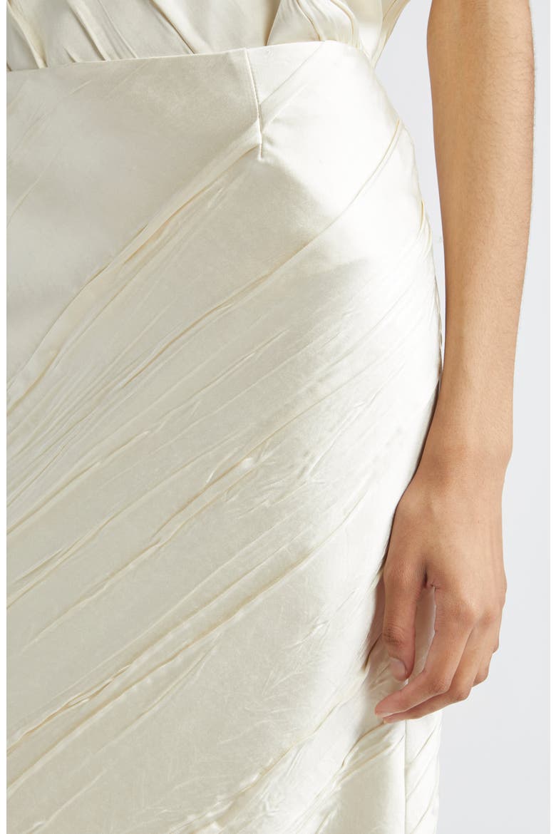 Ruta Creased Satin Midi Skirt, Alternate, color, IVORY