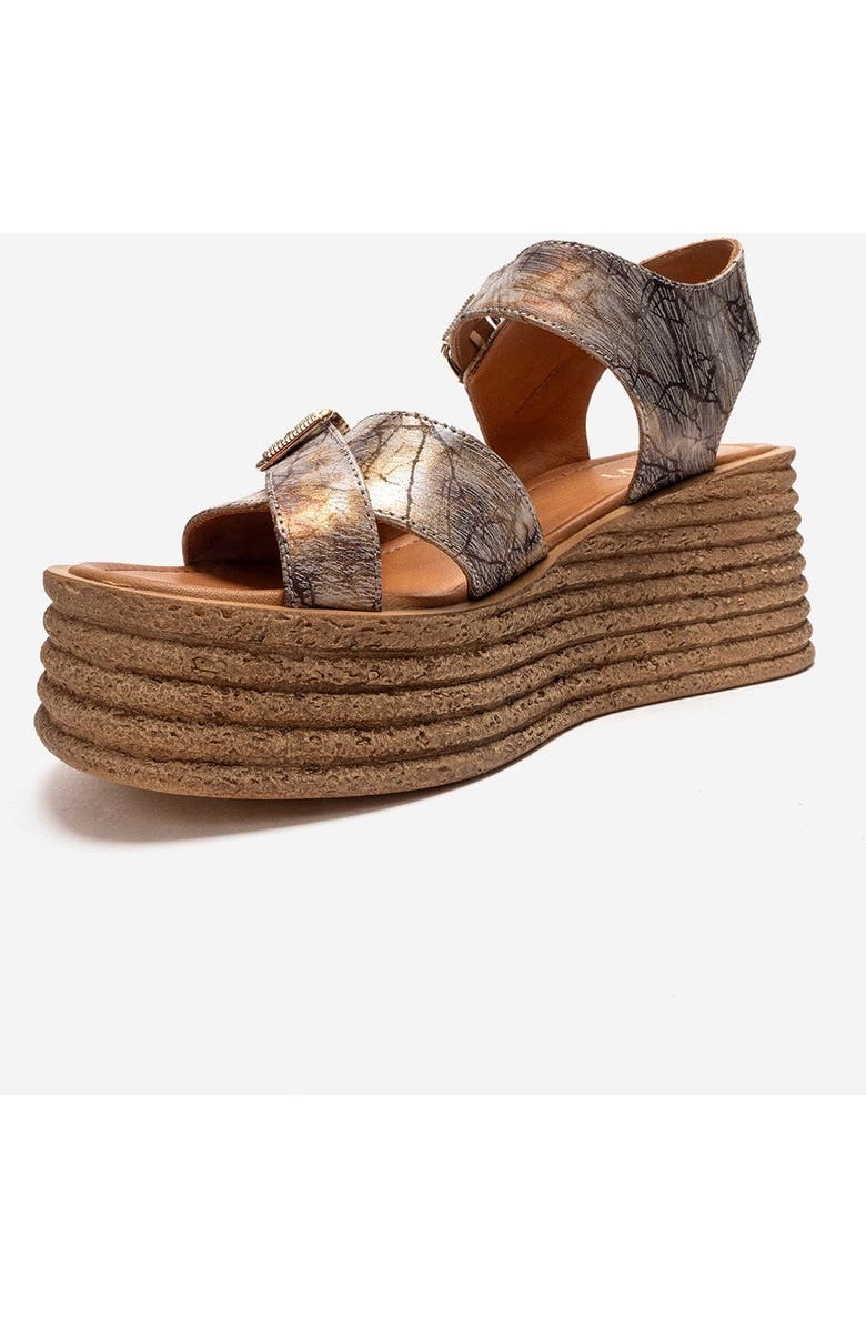 Forever & Always Shoes Mirette Leather Platform Sandal, Alternate, color, Gold