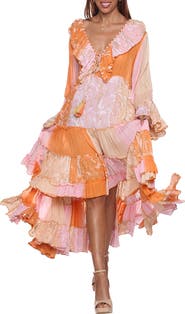 RANEES High-Low Long Sleeve Cover-Up Dress