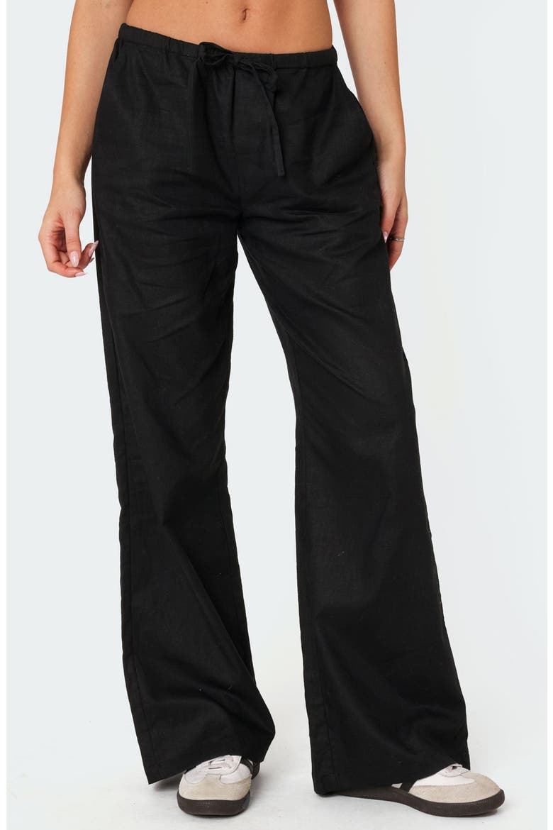 Maison Drawstring Wide Leg Pants, Main, color, BLACK