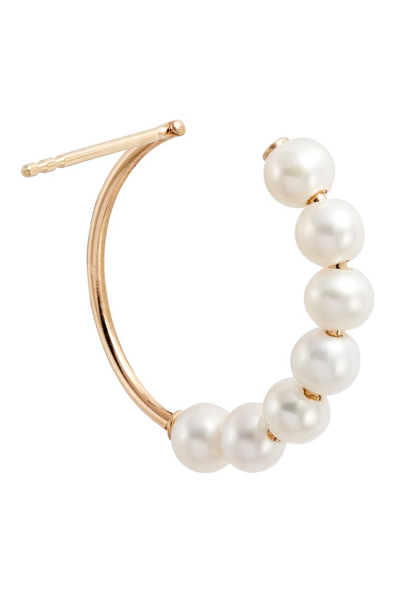 Pearl Frontal Hoop Earrings, Alternate, color, GOLD/ PEARL