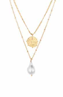 Ettika Cultured Freshwater Pearl & Coin Charm Layered Necklace