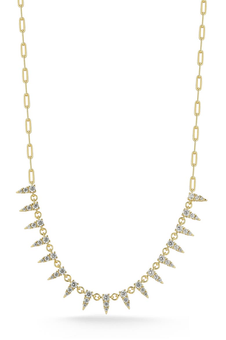 Cubic Zirconia Spike Frontal Necklace, Main, color, GOLD