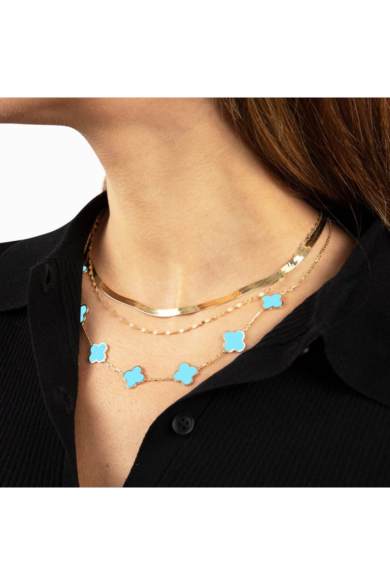 Large Turquoise Clover Necklace, Alternate, color, Turquoise