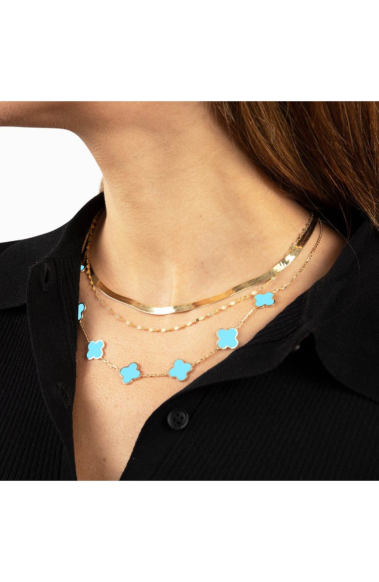 The Lovery Fine Jewelry Large Turquoise Clover Necklace, Alternate, color, Turquoise