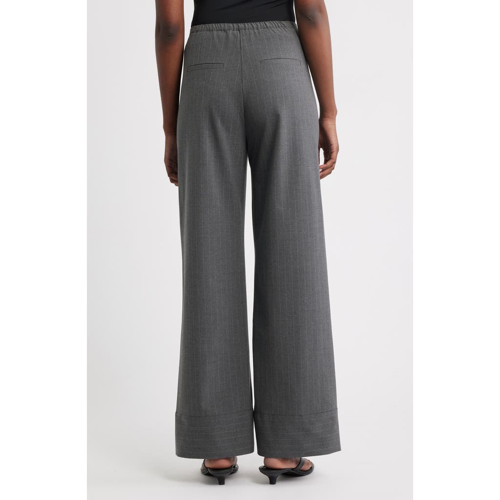 Mango Chalk Stripe Straight Leg Pants In Gray