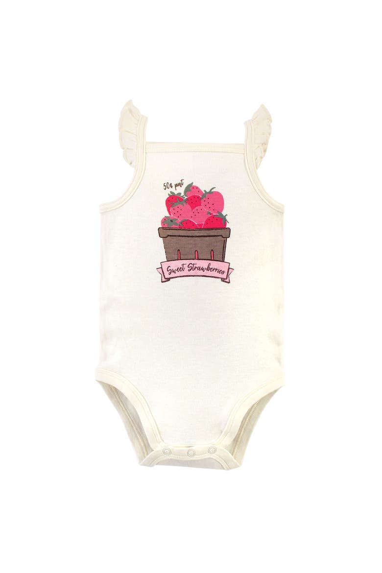5Pk Organic Sleeveless Bodysuits, Alternate, color, Strawberries