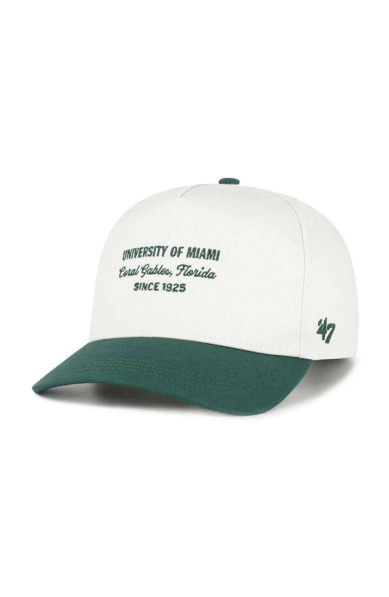 '47 Men's '47 White Miami Hurricanes Contemporary Basics Two-Tone Hitch Adjustable Hat, Main, color, White