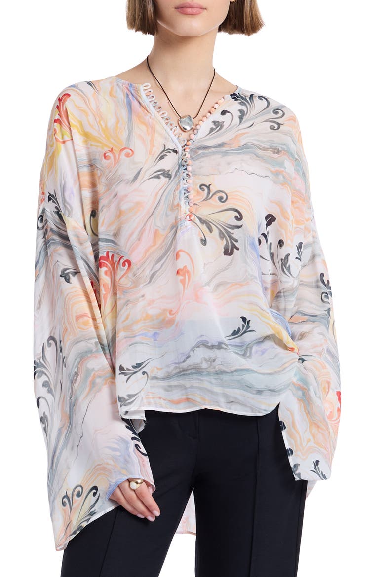 Poppy Long Sleeve Woven Shirt, Main, color, WHITE MULTI