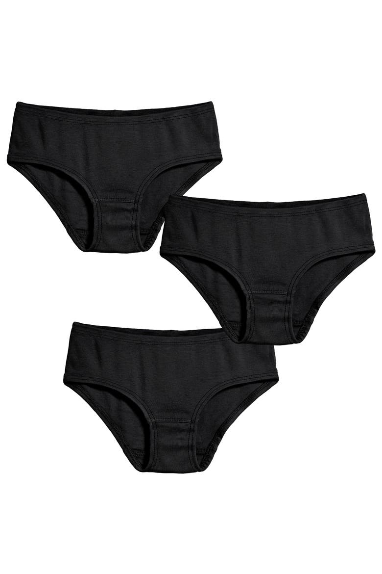 Baby Girls Soft 100% Organic Cotton Briefs, 3-Pack, Main, color, Black
