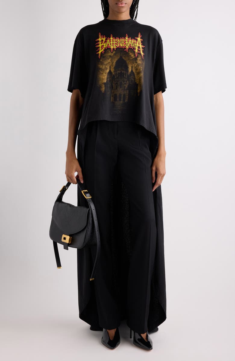 Balenciaga Sacré Couer Graphic T-Shirt with Train, Alternate, color, 1000 Black