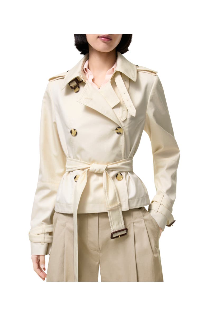 Burberry Cropped Tropical Gabardine Trench Jacket, Alternate, color, Tundra White