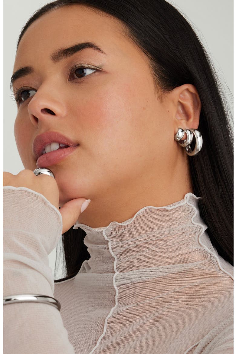 Chunky Hoops, Alternate, color, Sterling Silver