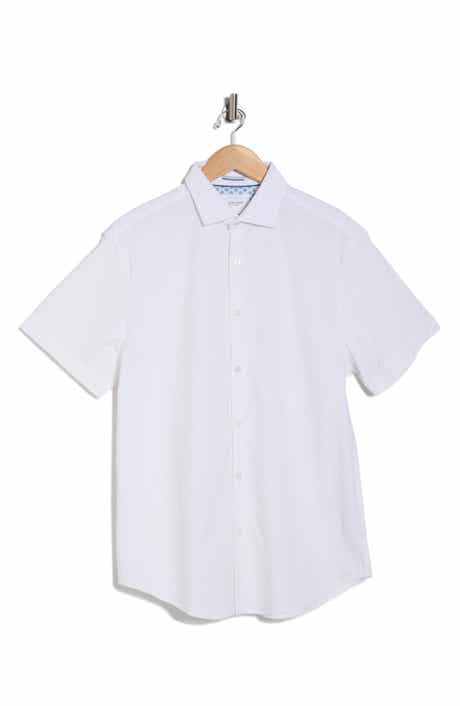 DENIM AND FLOWER White With Black Dots Short Sleeve Button-Up Shirt