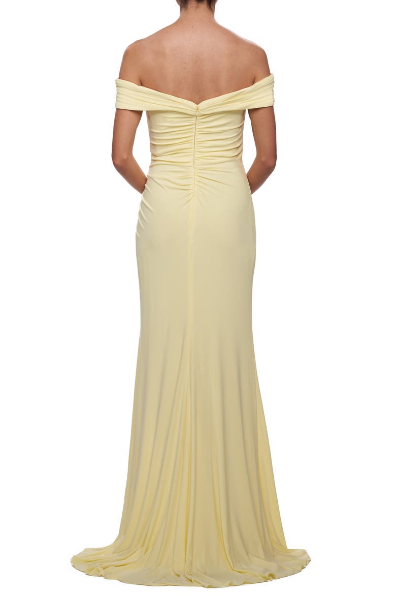 Off the Shoulder Jersey Gown, Alternate, color, PALE YELLOW