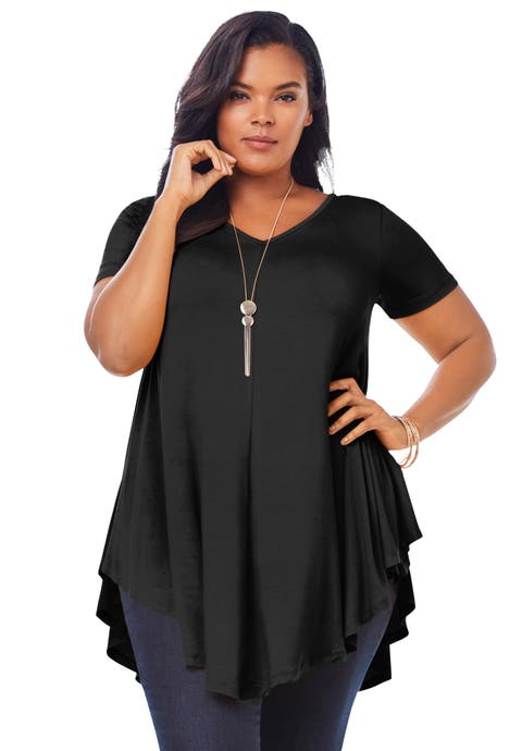 Plus Size Ultra Drape V Neck Swing Tunic Top