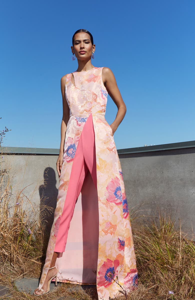 Kay Unger Nova Floral Maxi Jumpsuit, Alternate, color, 