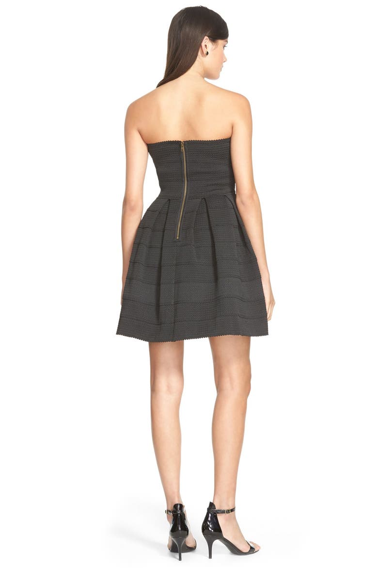 dee elle Textured Strapless Dress, Alternate, color, BLACK
