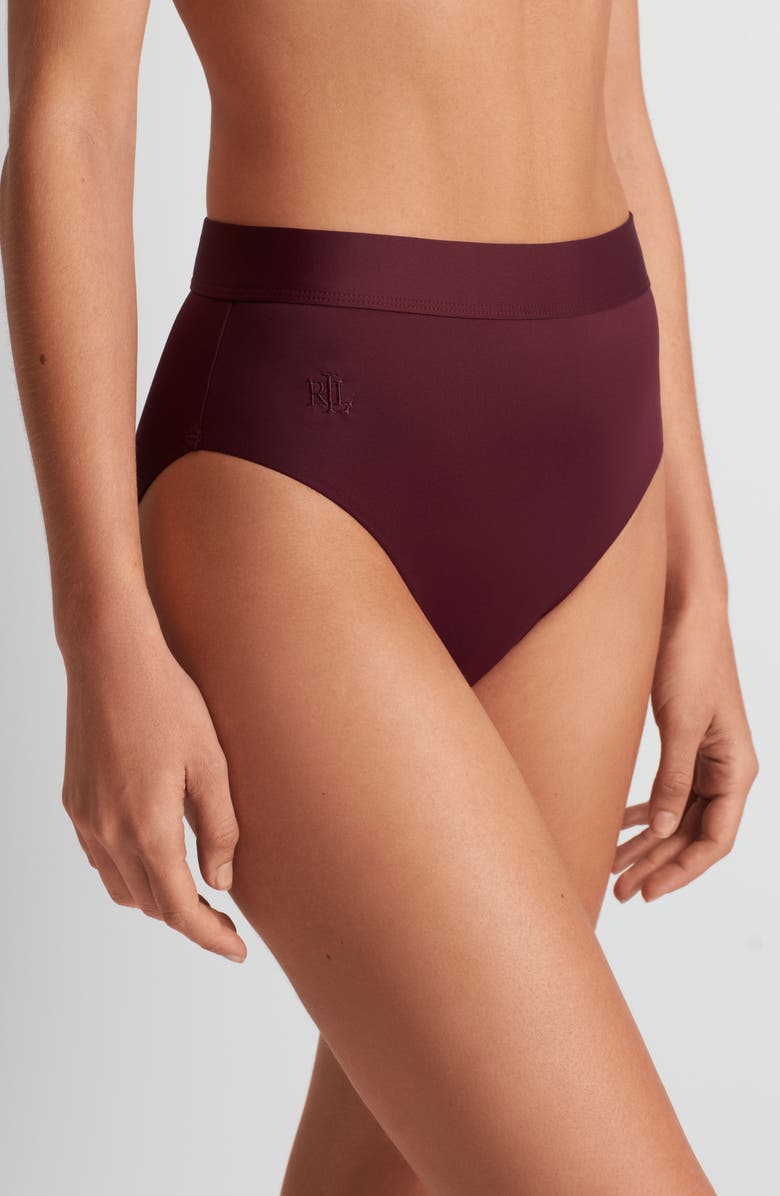 Lauren Ralph Lauren Banded High Waist Bikini Bottoms, Alternate, color,