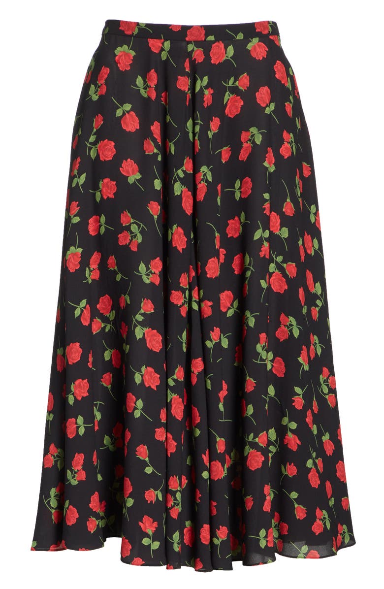 Michael Kors Rose Print Silk Georgette Dance Skirt, Alternate, color, 