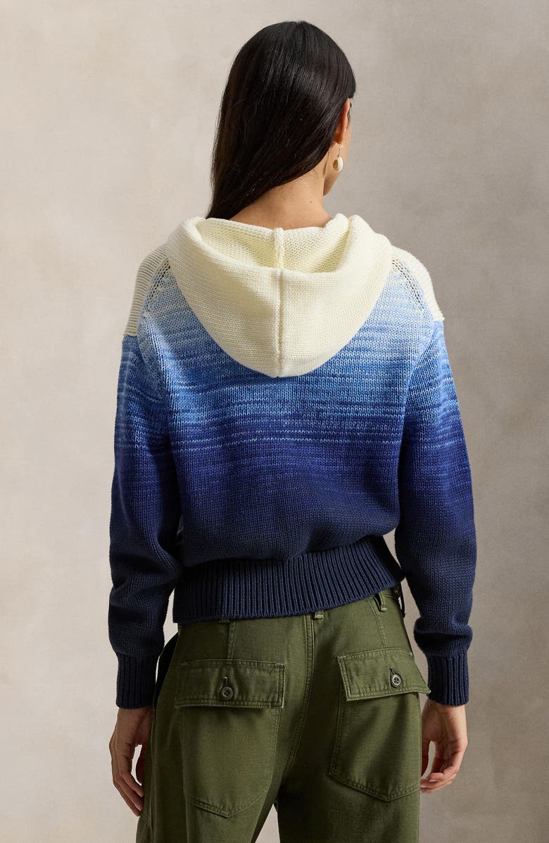 Polo Ralph Lauren Front Zip Sweater Hoodie, Alternate, color, White/ Royal Blue