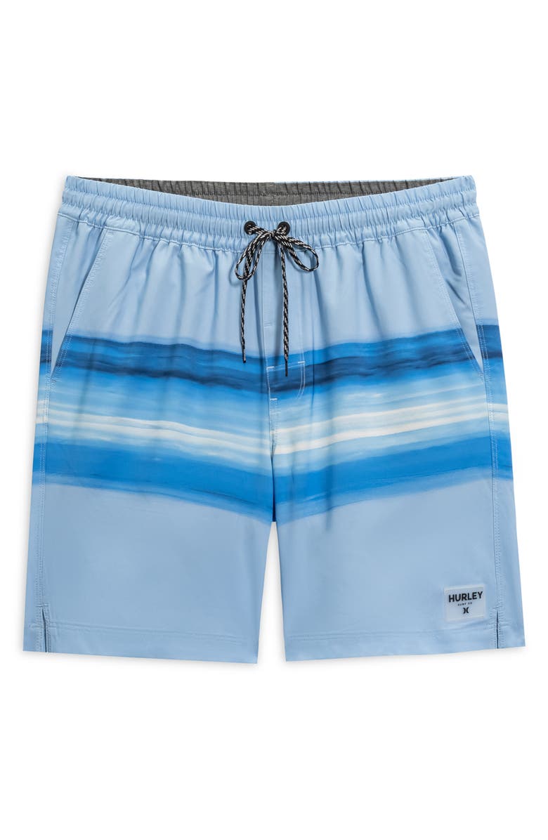 Hurley Horizon Stripes Volley Swim Shorts, Main, color, Baby Blue