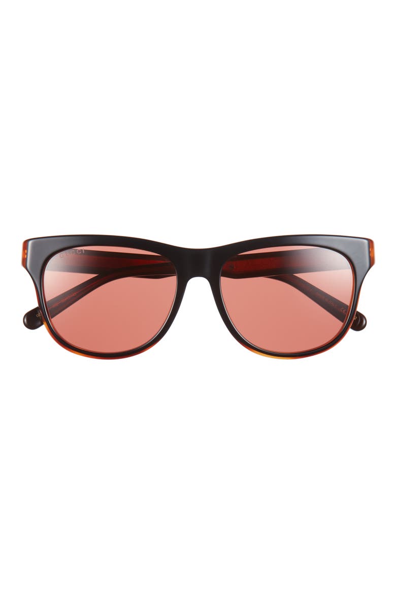55mm Rectangular Sunglasses, Main, color, BLACK BLACK ORANGE