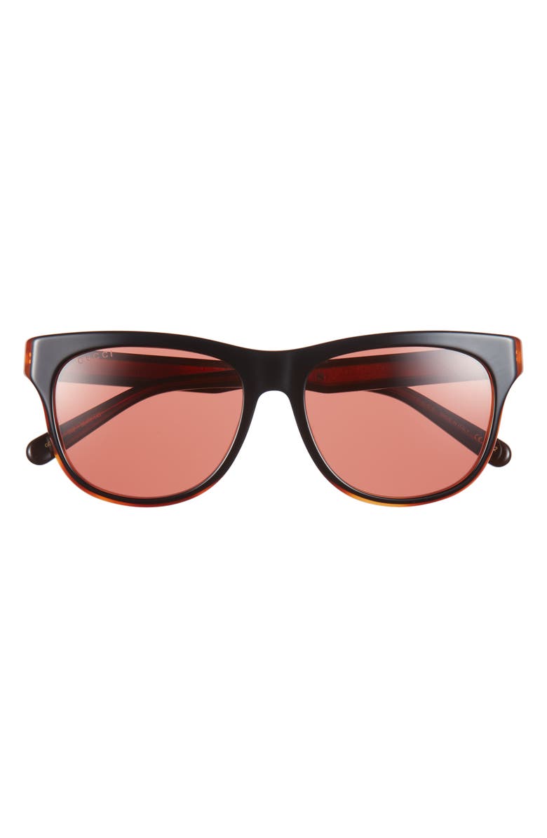 Gucci 55mm Square Sunglasses, Main, color, Black Black Orange