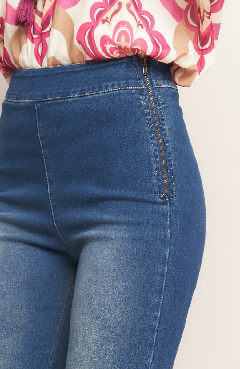 FLYING TOMATO Washed Stretch Denim Flare Pants, Alternate, color, 