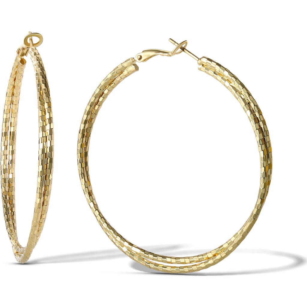Jessica Simpson Womens Double Hoop Faceted Earrings In Gold