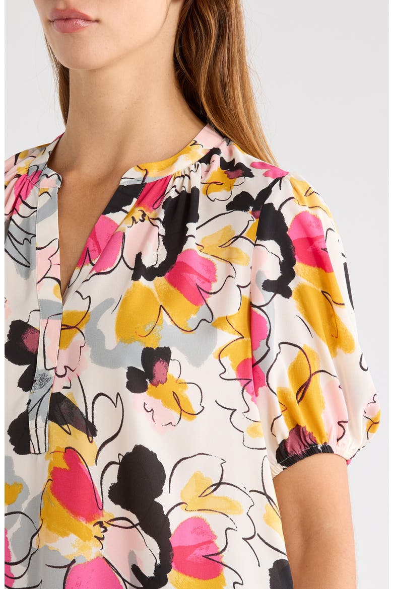 Puff Sleeve Popover Top, Alternate, color, FLORAL BALLET